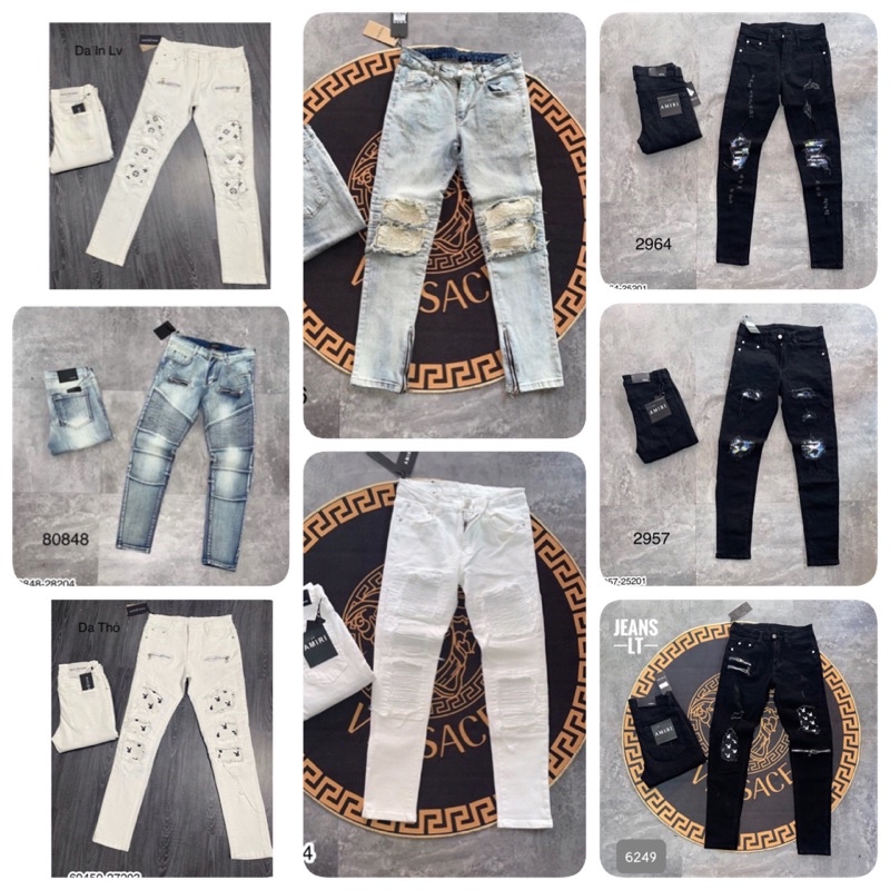Quần Jeans Amiri Nam Vá Da Cực Xịn - Quần Jeans Nam Amiri Khoá Chân Cao Cấp