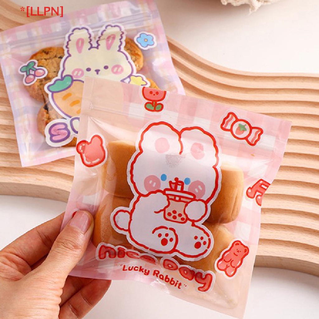 Set 10 Túi Đựng Bánh Kẹo Có Khóa Kéo Họa Tiết Hoạt Hình Dễ Thương