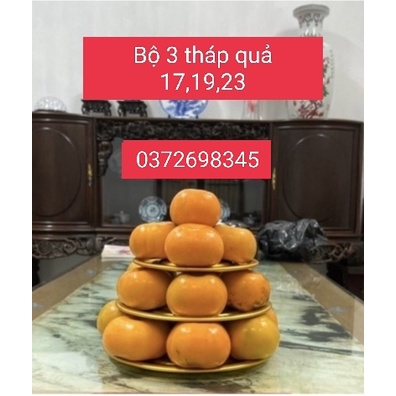 Tháp bày quả, Tháp ngũ phúc nhôm vàng, chắc chắn, tiện dụng, sang trọng