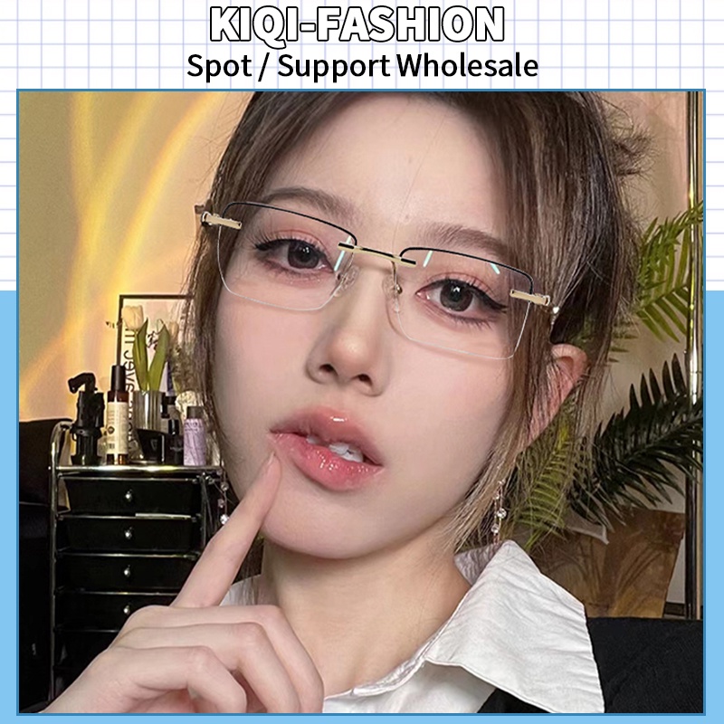 (KIQI-FASHION) COD Kính Đọc Sách HD Không Vành Gọng Thời Trang Cổ Điển Mới Chống Ánh Sáng Xanh Lam Chống Mệt Mỏi Phong Cách Doanh Nhân Cho Nam Và Nữ