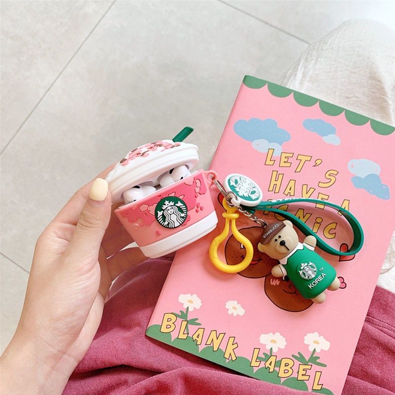 Vỏ Bảo Vệ Hộp Sạc Tai Nghe bluetooth Không Dây airpods1 / 2 pro3 Hình Ly Nước Hoa Anh Đào Sáng Tạo