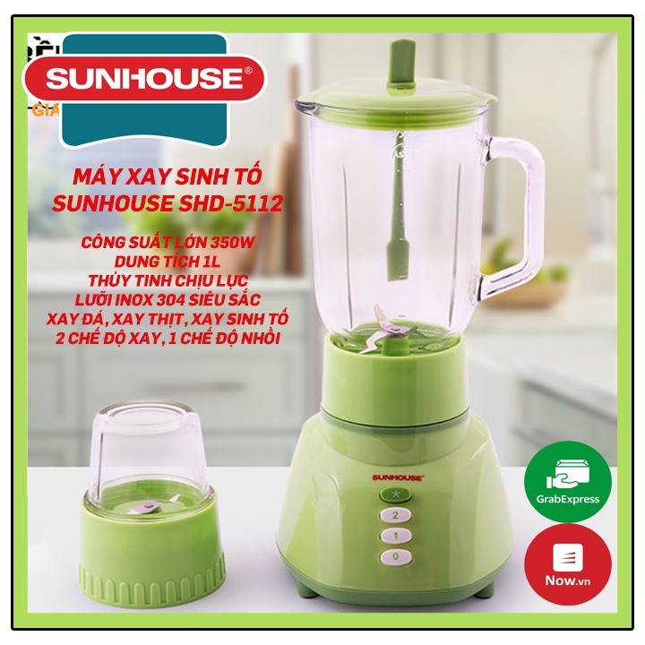 Máy xay sinh tố Sunhouse SHD-5112, công suất lớn xay đá, thịt, rau củ quả, bh 1 đổi 1