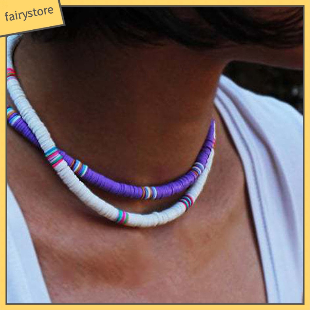 Vòng cổ Hạt Đất Sét Polymer Nhiều Màu Sắc Phong Cách Bohemian Dành Cho Nữ [Fairy1]
