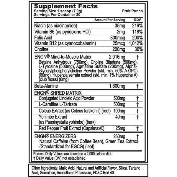 EVL ENGN SHRED PREWORKOUT - Hỗ Trợ Tăng Sức Mạnh Trước Tập Evlution ENGN Shred Pre Workout (30 lần dùng)