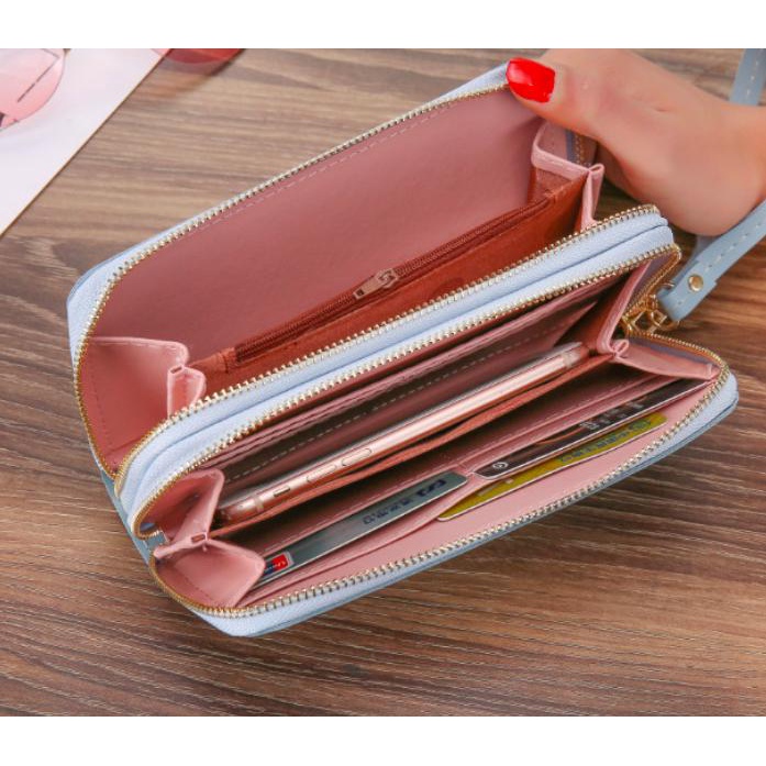 Ví dài cầm tay Unisex 2 ngăn khóa kéo lớn kiểu dáng thời trang