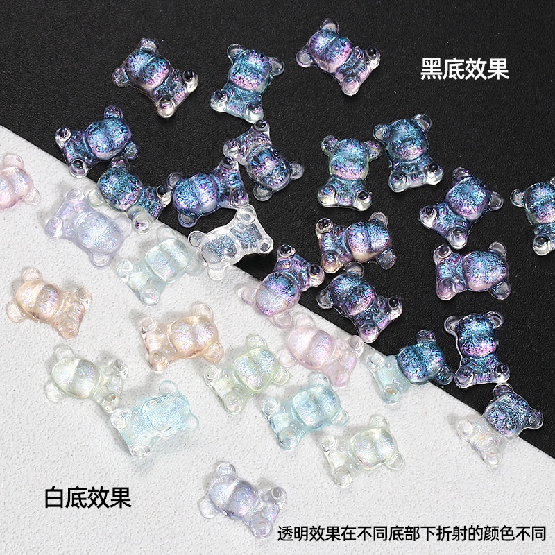 Miếng Dán Trang Trí Móng Tay Trong Suốt Hình Chú Gấu Dễ Thương DIY