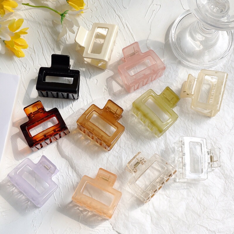 Kẹp tóc nhựa gắp vuông vintage phong cách Hàn Quốc