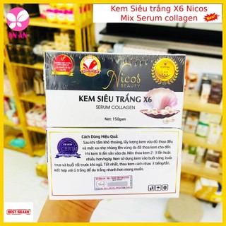 Kem body siêu trắng X6 Nicos, Kem Siêu trắng X6 mix Serum Collagen 150gr, nâng bật tone da hiệu quả và an toàn