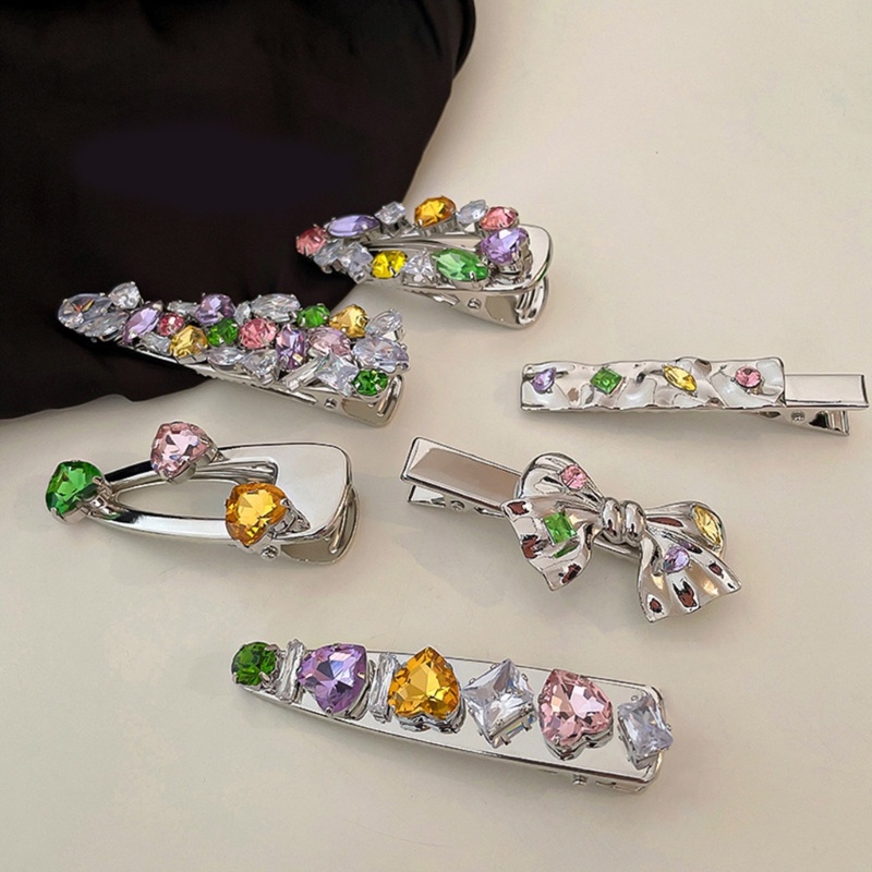 Kẹp Tóc Đính Đá Zircon Nhiều Màu Sắc Dễ Thương brroa Y2k Dành Cho Thanh Thiếu Niên