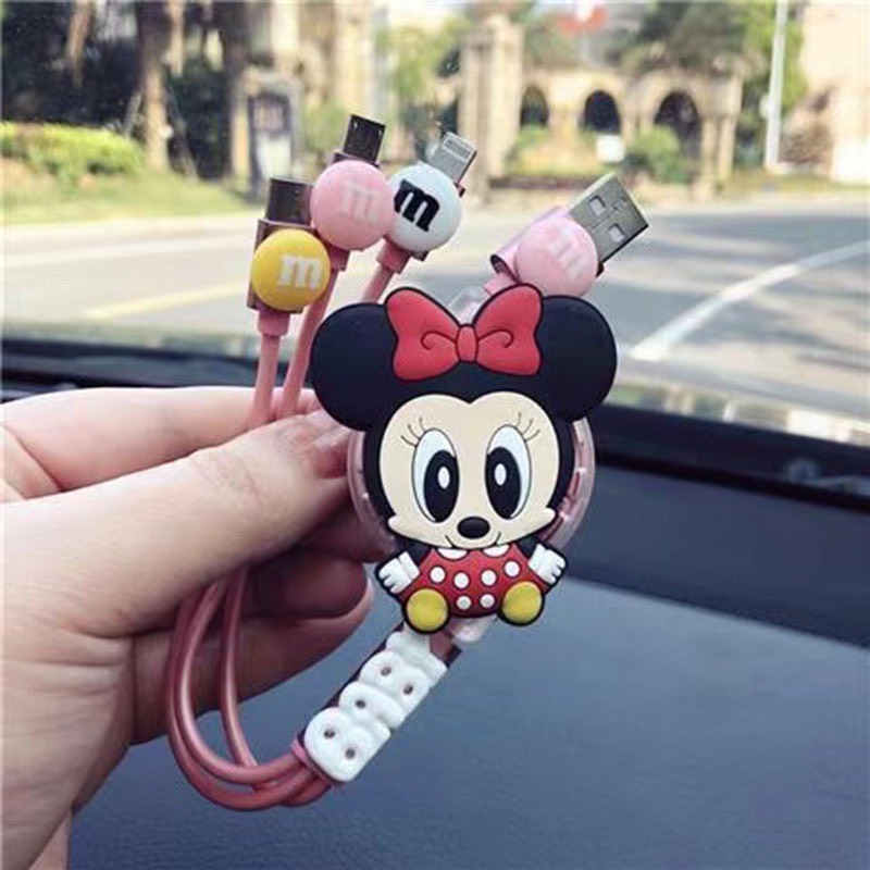 Cáp sạc ô tô xe hơi ticker dễ thương. Dây sạc USB 3 đầu tiện lợi