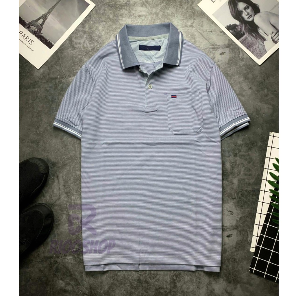 Áo thun nam trung niên có túi, áo polo cho người trung niên, vải cotton 100, dày dặn, đơn giản RIOOSHOP RCP004