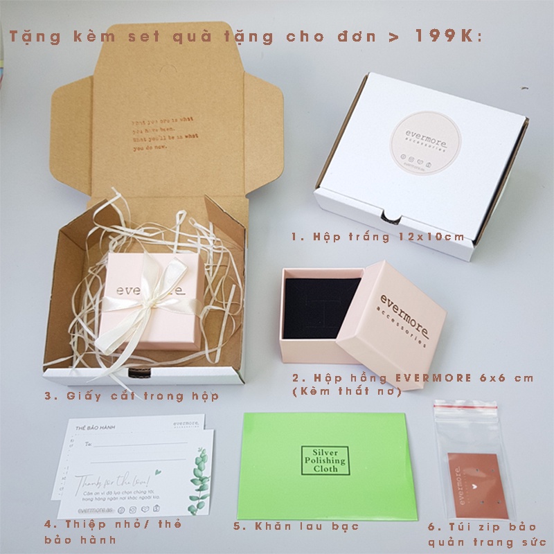 Bông tai bạc EVERMORE, khuyên tai My Queen bạc Ý 925 nguyên chất, phong cách minimalism, thanh lịch - H008