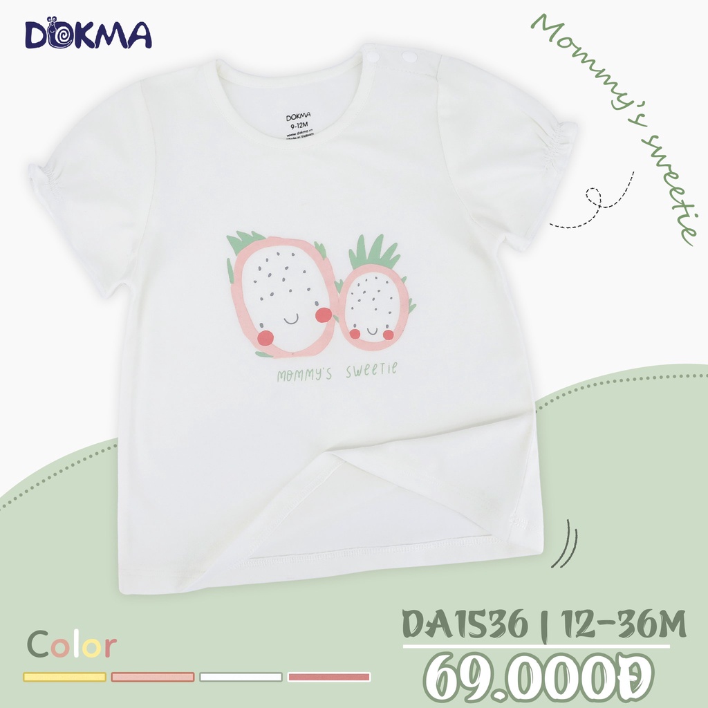 Áo sơ sinh Dokma cho bé gái, Áo cổ tròn BG 12-36M DA1536