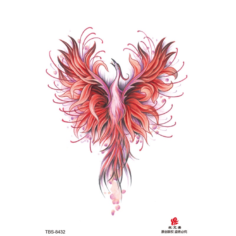 Hình Xăm Dán Tạm Thời Chống Nước Họa Tiết Hoa Lily / Sói / Sư Tử / Hổ Màu Đỏ Cho Nam Và Nữ