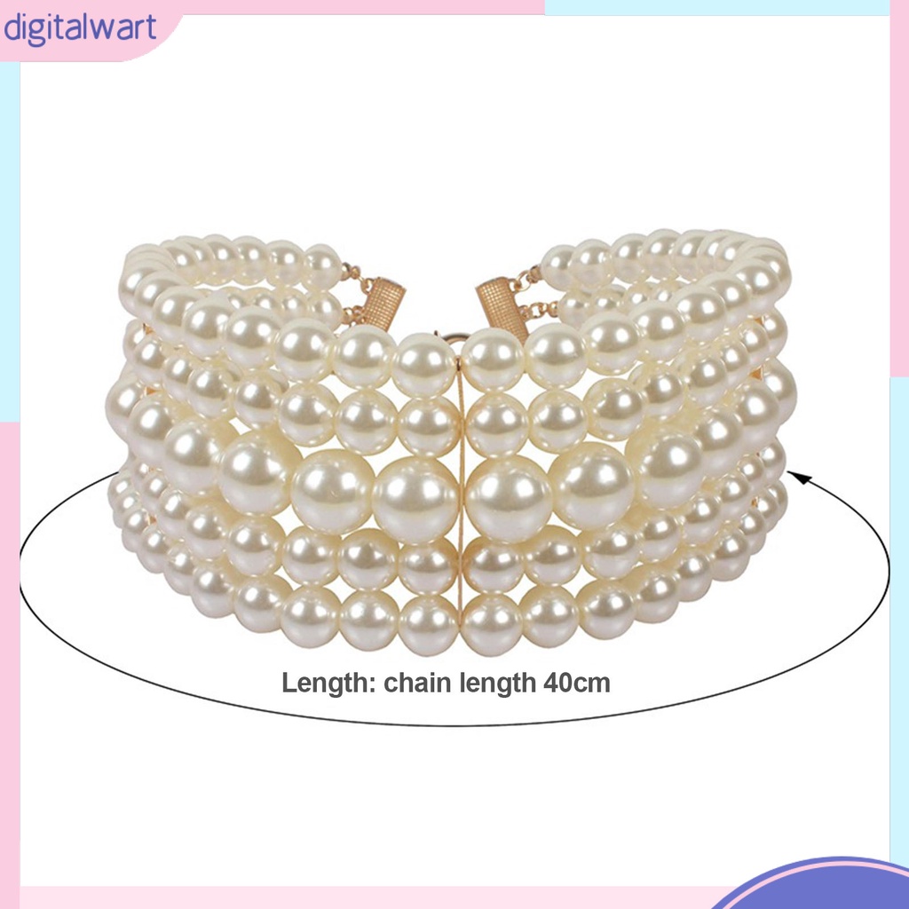 [DIWA] Bộ Vòng cổ + Bông Tai Ngắn Nhiều Lớp Đính Hạt Ngọc Trai Giả Thời Trang Dành Cho Cô Dâu