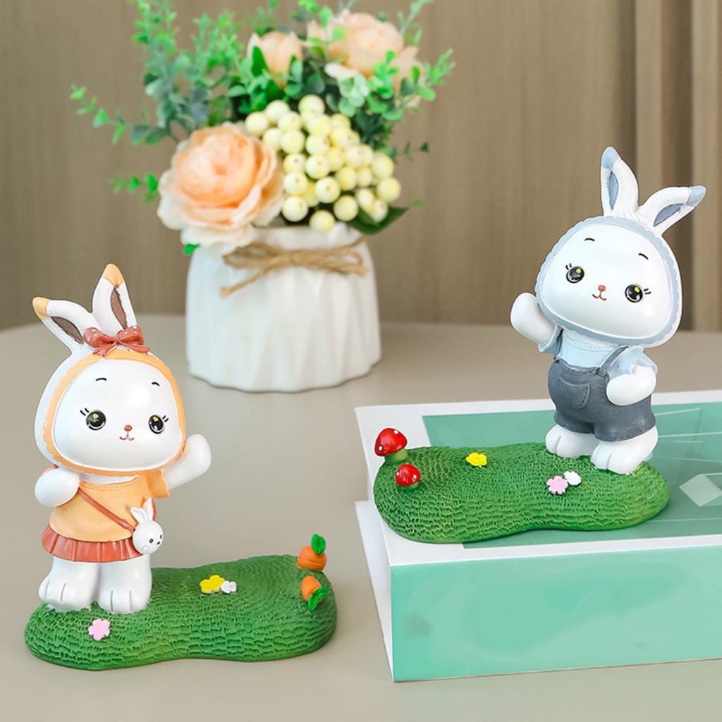 Giá Đỡ Điện Thoại Bằng Nhựa Resin Hình Thỏ Hoạt Hình Dễ Thương