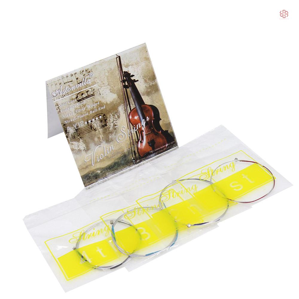 Bộ Dây Đàn Violin Lõi Thép Niken (mwa2vn) (E-A-D-G) Lõi Thép Mạ Niken Kèm Bóng Niken Màu Bạc Thông Dụng Cho Đàn Violin 1 / 8-4 / 4