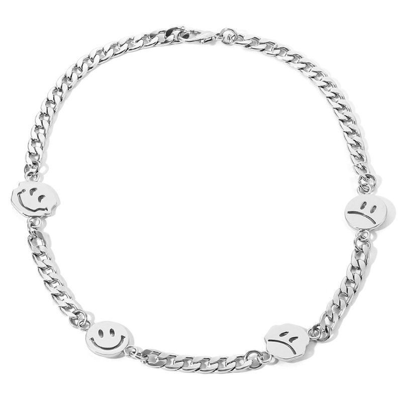 Flgo Vòng cổ Bằng Thép Titan Mặt Cười Khóc Phong Cách Hip Hop Đơn Giản Dành Cho Ngày Của Mẹ