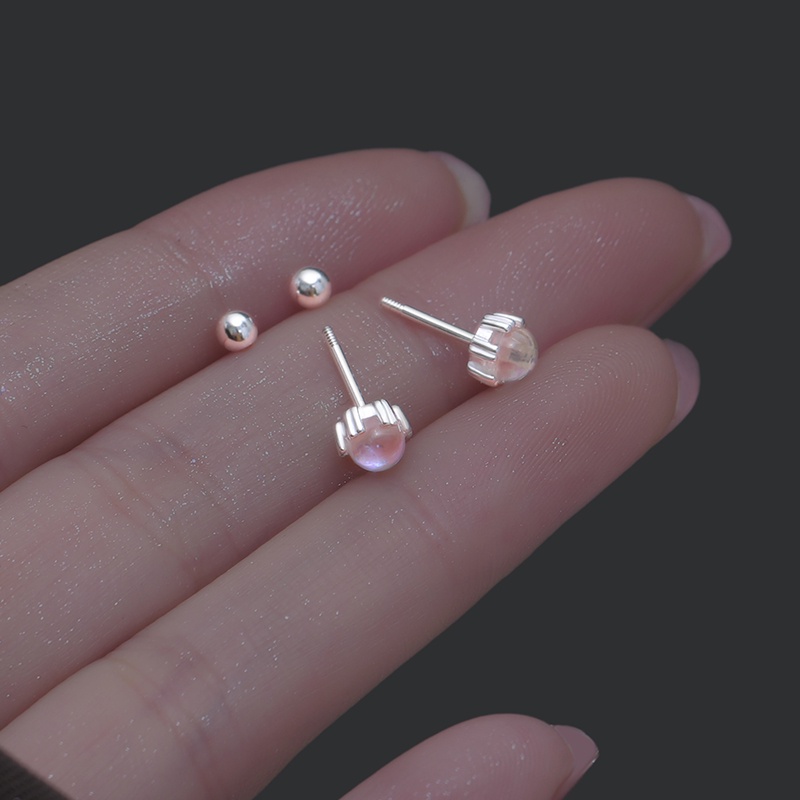 Bông Tai Bạc 925 Hình Mặt Trăng Đính Đá Không Gây Dị Ứng Thời Trang Cho Nữ