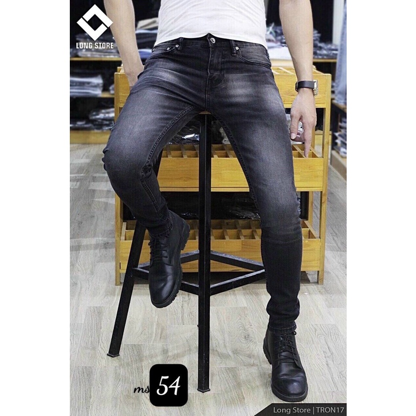 Quần Jean Nam Màu xám đen trơn thoáng mát chất vải denim, Quần bò nam ống côn nam đẹp SOLOShop ms54