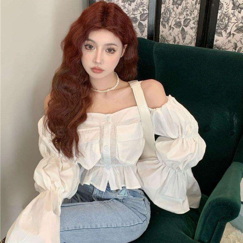 Áo Kiểu Tay Phồng Một Bên Vai Thời Trang Mùa Xuân 2023 Dành Cho Nữ