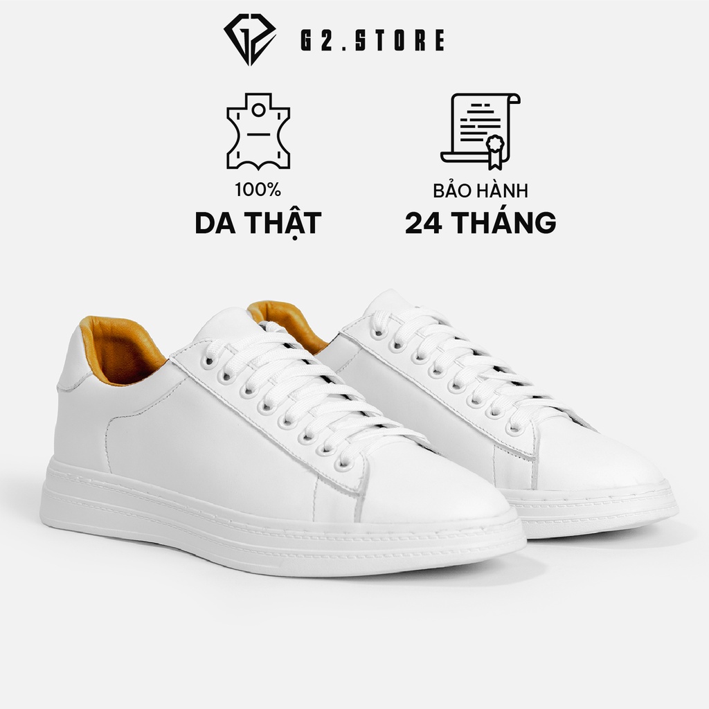 Giày nam thể thao G2 kiểu dáng white sneaker basic Hàn Quốc dễ phối đồ