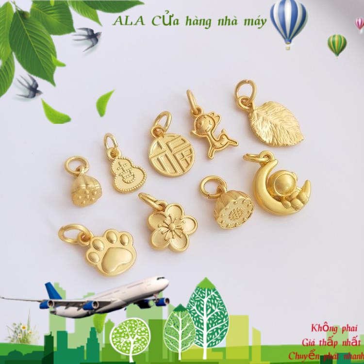 💖Trang sức DIY phụ kiện💖Mặt Dây Chuyền Mạ Vàng 18k Hình Hoa Sen / Quả Bầu / Lá / Hoa Anh Đào / Mèo / Hươu Nhiều Màu Sắc