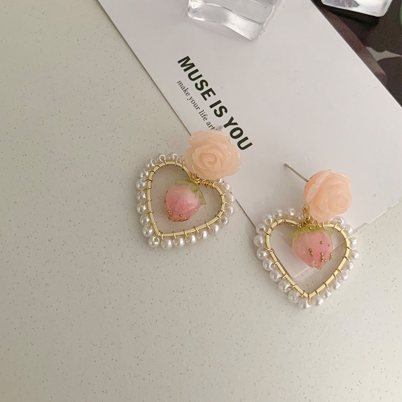 Bông Tai Mạ Bạc 925 Hình Hoa / Bướm Đính Ngọc Trai Phong Cách Hàn Quốc Thanh Lịch Cho Nữ