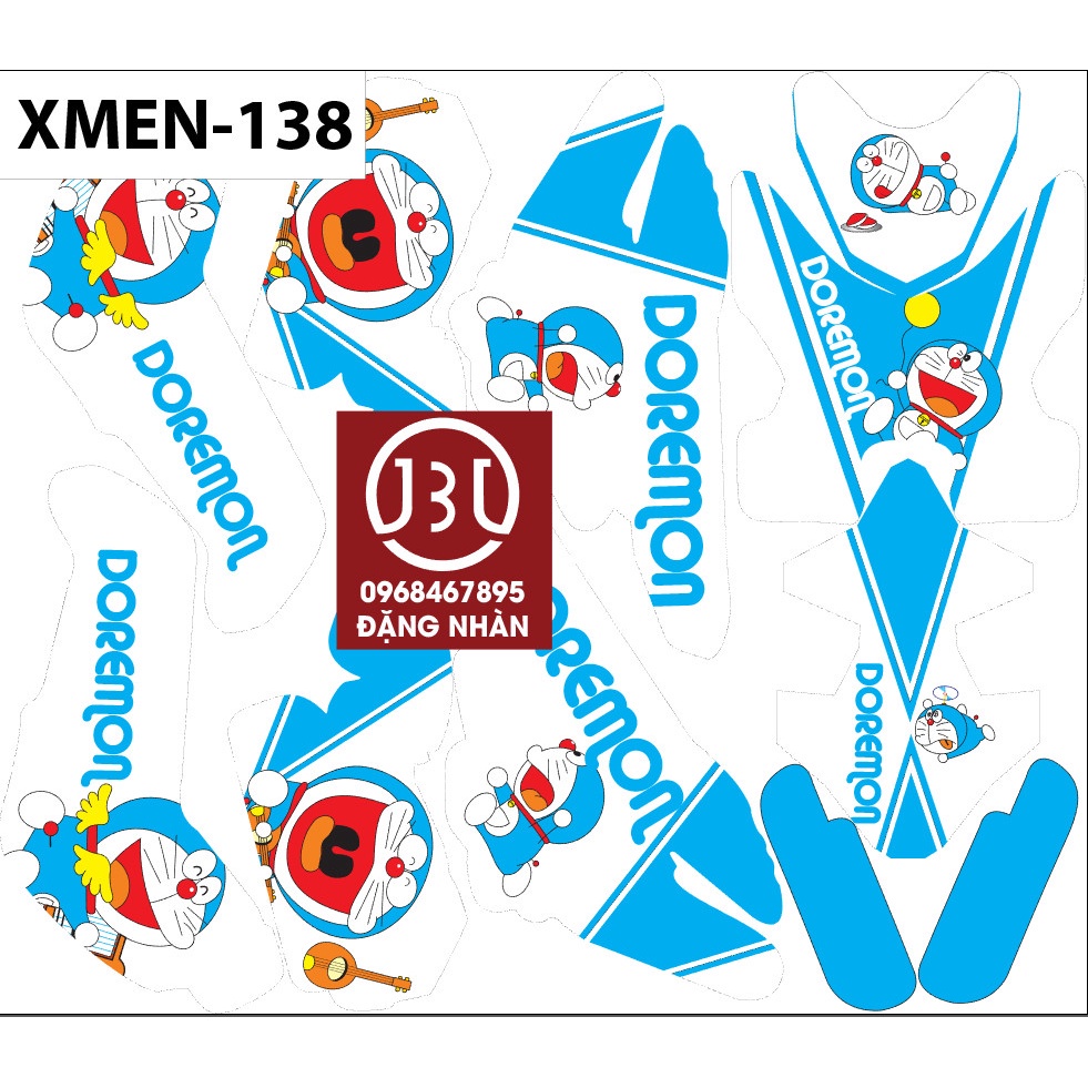 TEM TRÙM XE ĐIỆN XMEN MÃ 138 MẪU DOREMON XANH
