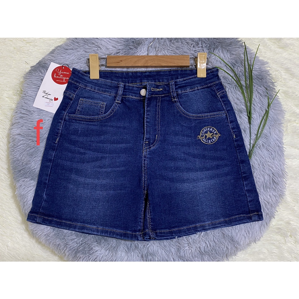 Quần Sọt Jean Nữ BigSize lưng cao có size 36-42.Vải Cotton dày và co giãn. Hàng cao cấp.