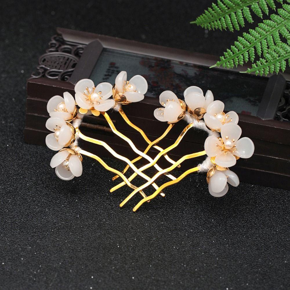 BACK2LIFE Trâm Cài Tóc Chữ U Hình Hoa Phong Cách Trung Quốc Ngọt Ngào Cho Nữ