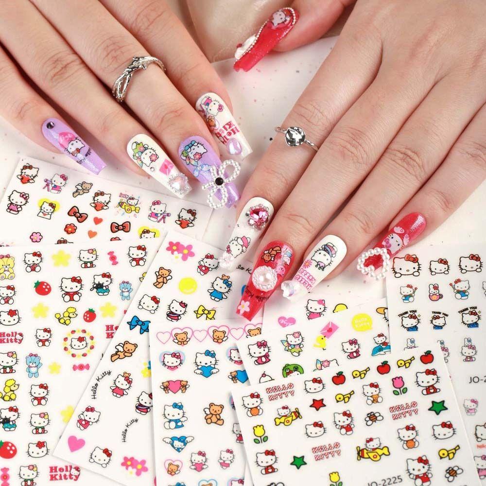 OCEANMAP Miếng Dán Trang Trí Móng Tay Tự Dính Họa Tiết Hoạt Hình Dễ Thương