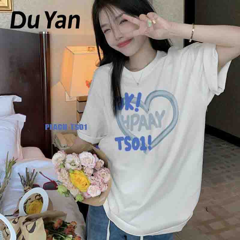 Áo Thun Tay Ngắn Dáng Rộng Chất Liệu Cotton Phong Cách Hàn Quốc Cho Nữ