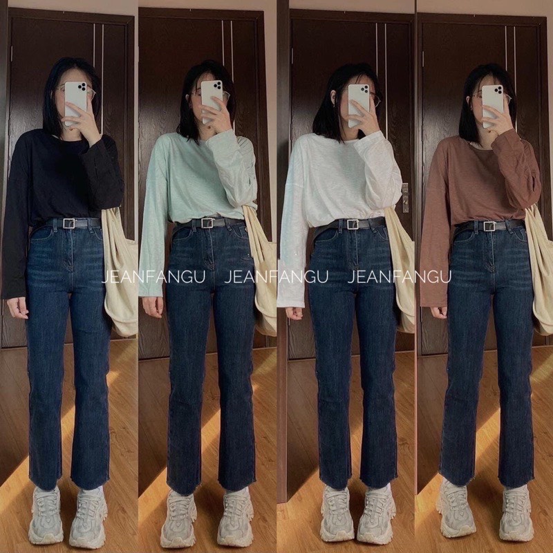 Quần Kaki Jeans Ống Suông Form Hack Dáng Chuẩn Size (Có Hình Thật) (HN7)