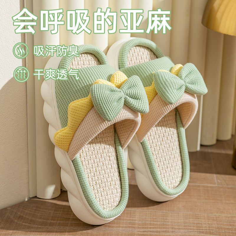 Dép Đi Trong Nhà Bằng Cotton Lanh Dày Dặn Chống Trượt Tăng Chiều Cao Dễ Thương Cho Cặp Đôi