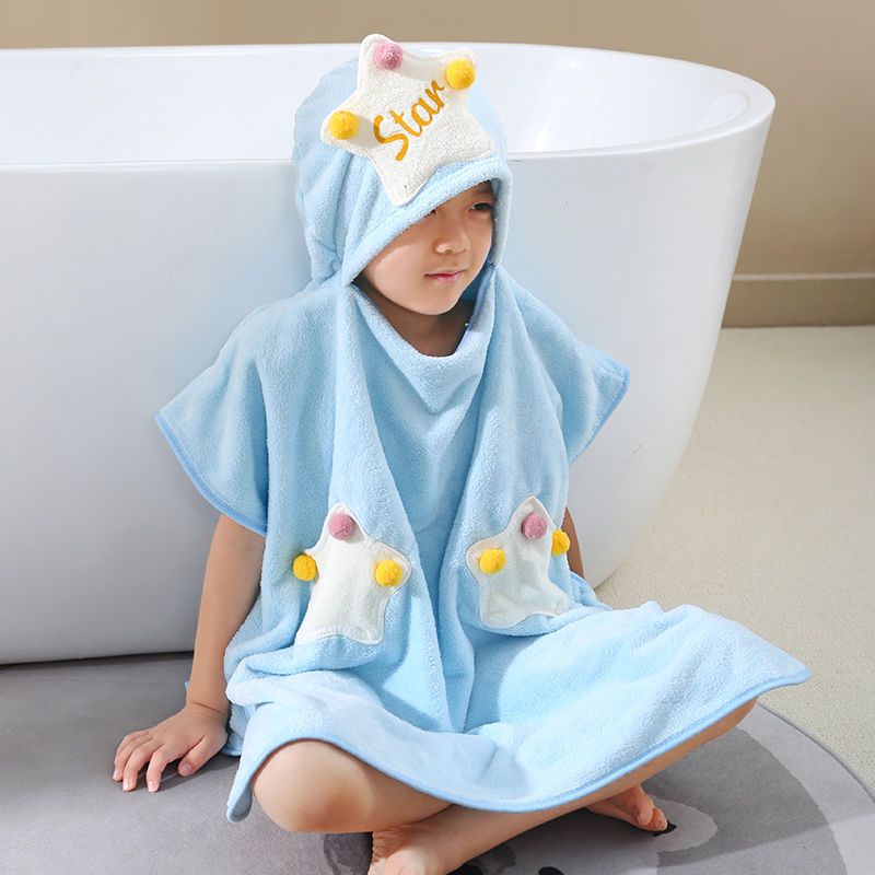 Khăn Choàng Tắm Có Mũ Vải cotton Siêu Mềm Thấm Hút Tốt Dành Cho Bé