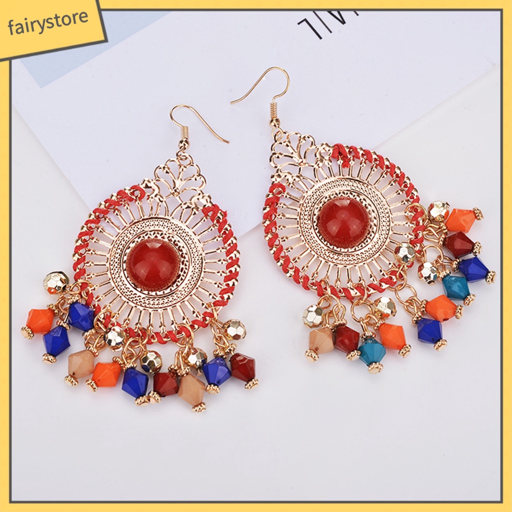 1 Đôi Bông Tai Tua Rua Nhiều Màu Phong Cách Bohemia