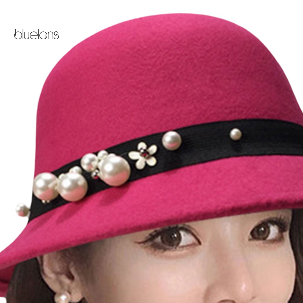 Mũ Vành Tròn Đính Ngọc Trai Giả Phong Cách Anh Quốc Cổ Điển Thời Trang Cho Nữ