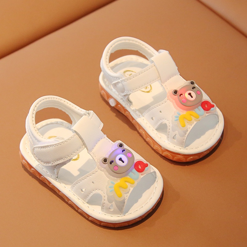 Xăng đan Đế Hình Gấu Hoạt Hình Có Đèn LED Và Âm Thanh Dành Cho Trẻ Em Tập Đi