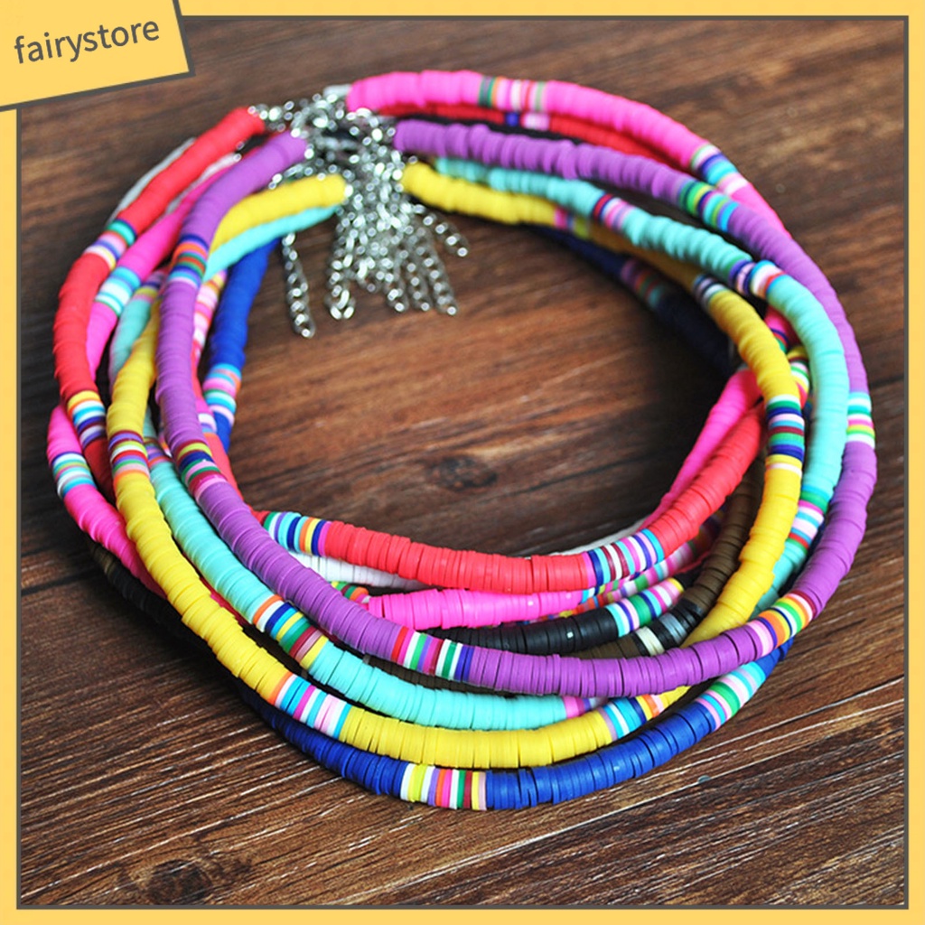 Vòng cổ Hạt Đất Sét Polymer Nhiều Màu Sắc Phong Cách Bohemian Dành Cho Nữ [Fairy1]