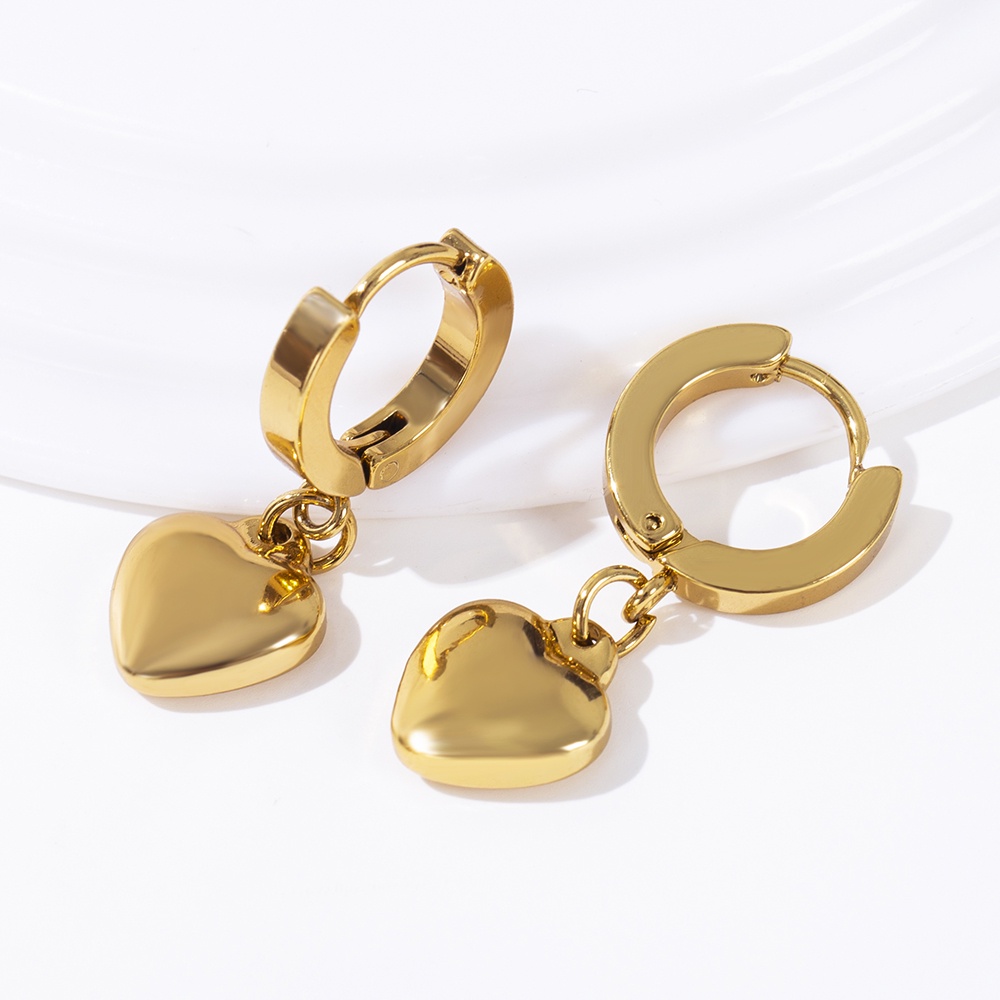 Bông Tai Mạ Vàng 18K Hình Tròn / Thánh Giá Bằng Thép Không Gỉ Không Gây Dị Ứng Thời Trang Cho Nữ