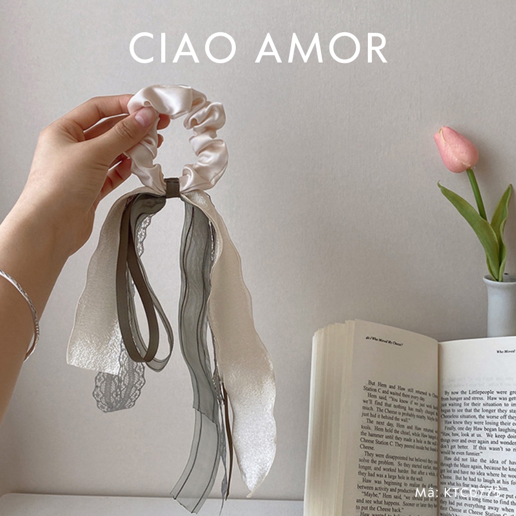 Kẹp tóc nữ nơ thanh mảnh nhỏ dây xuống vintage tiểu thư Phụ kiện tóc - KTC0775