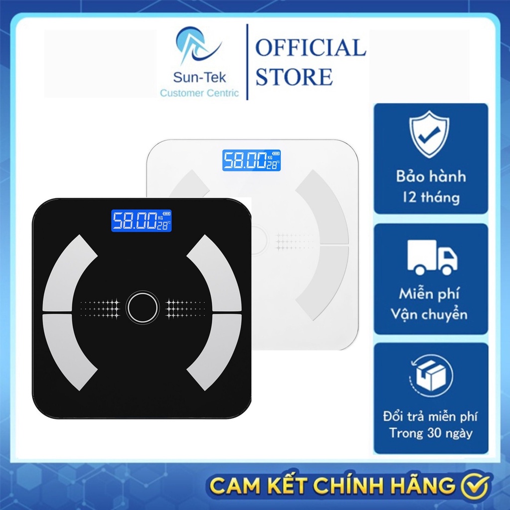 Cân điện tử thông minh Smart Scale - Cân điện tử theo dõi sức khỏe phân tích chỉ số cơ thể, sạc USB, tiện lợi chính xác