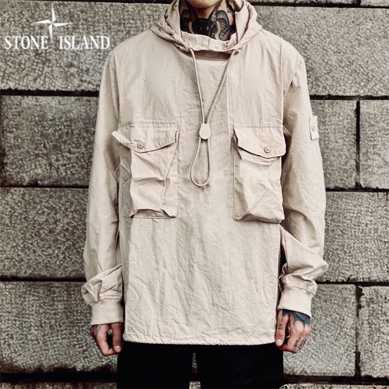 Stone Island Áo Khoác Chống Gió Chống Thấm Nước Có Mũ Trùm Thời Trang Dành Cho Nam Và Nữ