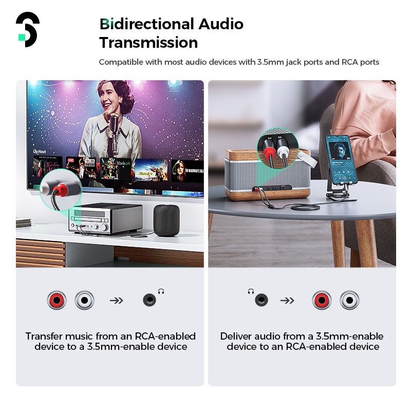 Cáp Bộ Chuyển Đổi Âm Thanh RCA Sang AUX 3.5mm Mạ Vàng 2M 2RCA Chuyên Dụng Cho Loa Xe Hơi / TV xe hơi