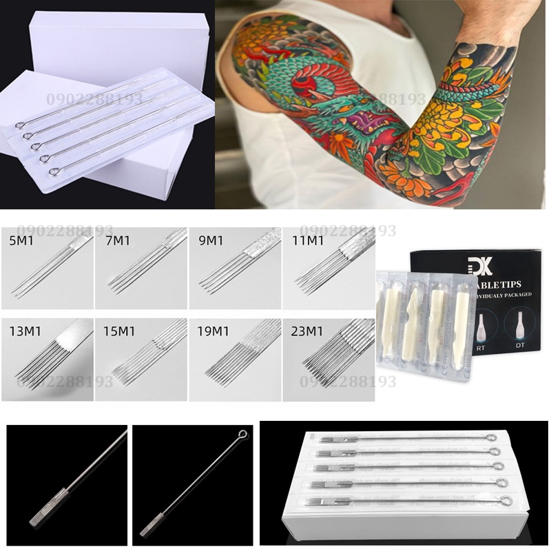 Combo 10c kim xăm kèm ngòi  💝 Kim Cây xăm hình sắc bén bám mực- Tất cả các size