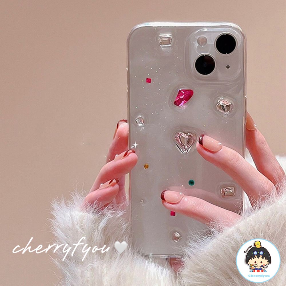 Ốp Điện Thoại TPU Mềm Chống Sốc Chống Dấu Vân Tay Đính Kim Cương Lấp Lánh Cho IPhone 11 12 13 14 Pro Max