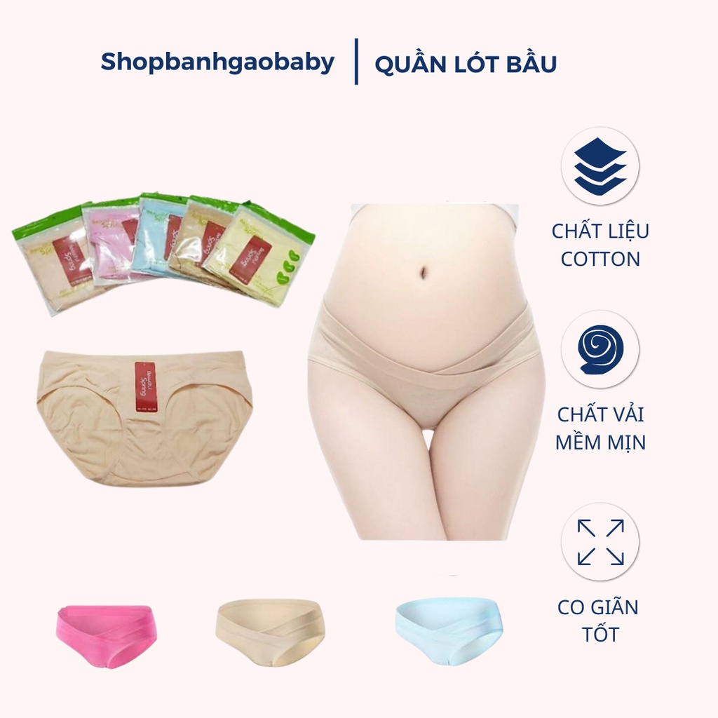 Quần Lót Cotton Kháng Khuẩn cho bà bầu phụ nữ mang thai quần lót vạt chéo shopbanhgaobaby