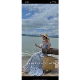 Đầm maxi đi biển khoét eo tiểu thư