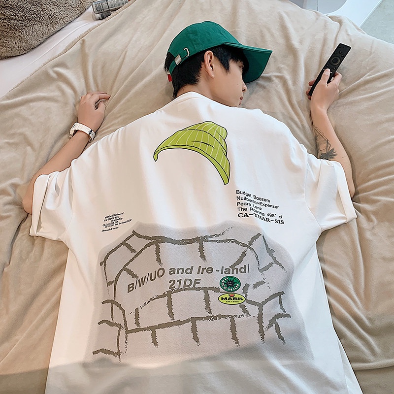 Áo thun AOKANG tay ngắn cổ tròn in họa tiết chữ cái thời trang cá tính dành cho nam